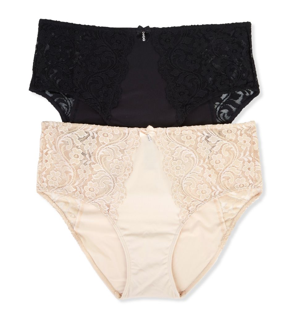 Smart and Sexy : Smart and Sexy SA1380 Micro High Waist Bikini Panty - 2 Pack (In The Buff/Black XL)