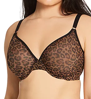 Sheer Mesh Demi Underwire Bra Leopard 38D