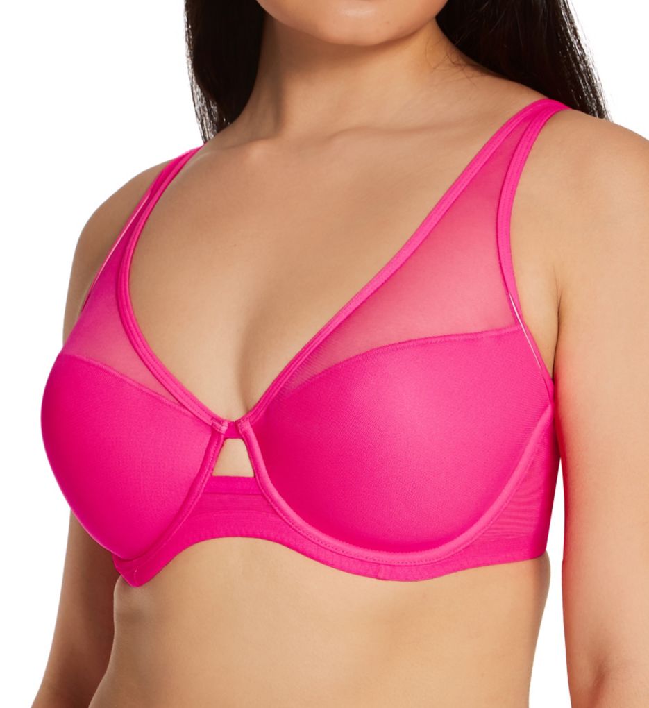 Smart and Sexy Women's Mesh Plunge Bra in Electric Pink | Size 34D | HerRoom.com