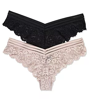Signature Lace Brazilian Panty - 2 Pack Bark/Black Hue 5