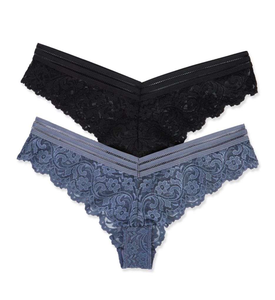 Smart and Sexy Women's Signature Lace Brazilian Panty - 2 Pack in Grisaille/Black | Size 7 | HerRoom.com