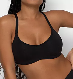 Unlined Underwire Scoop Neck Bra Black 34D