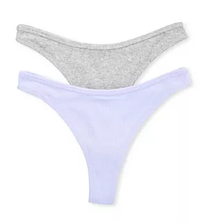 Dip Front Thong - 2 Pack Lilac Iris/Lt Grey Hea M