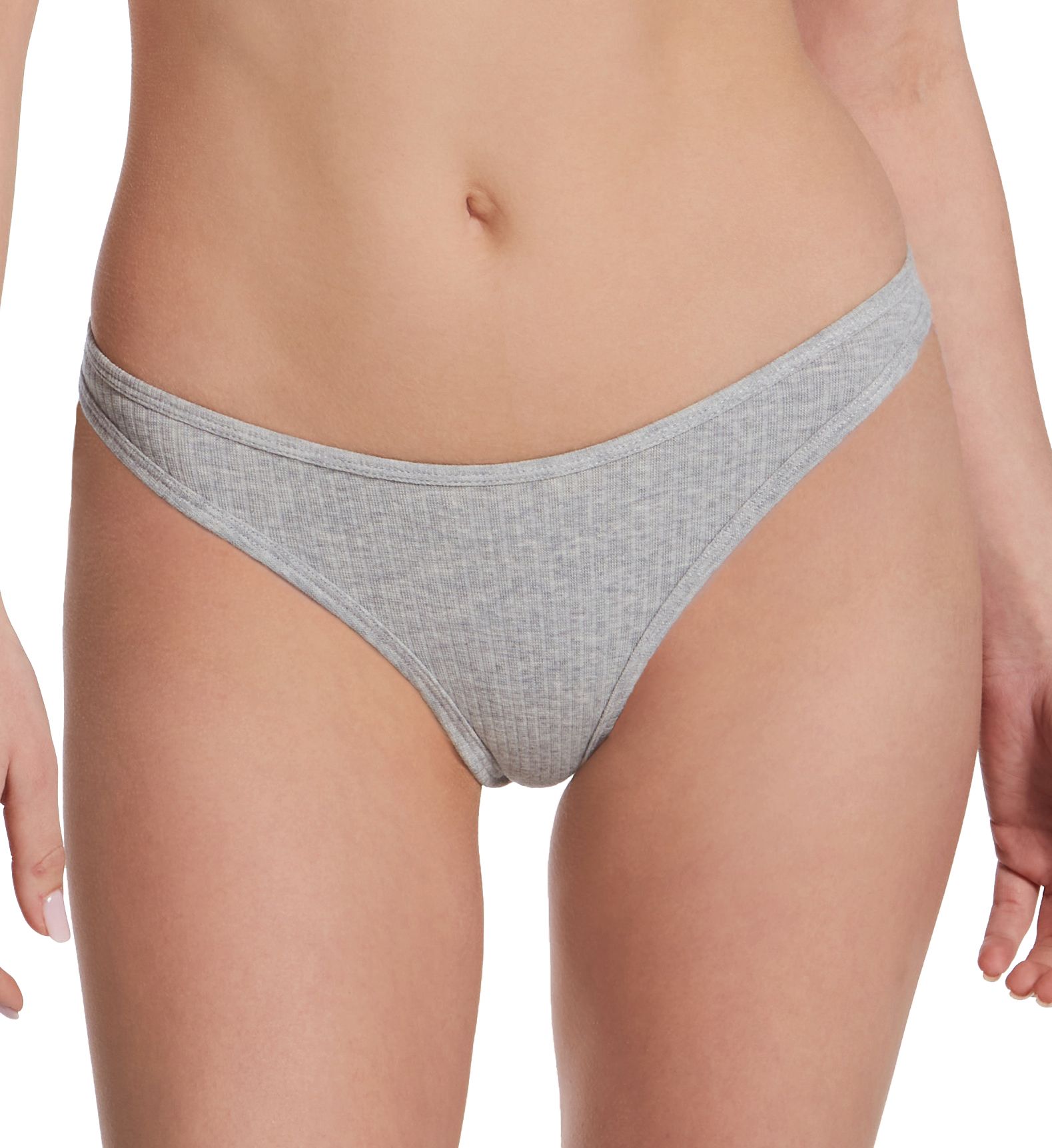 Smart and Sexy Dip Front Thong - 2 Pack Light Grey Heather/Blk XL  - Image 1