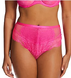 Mesh and Lace High Waist Thong M Pink M