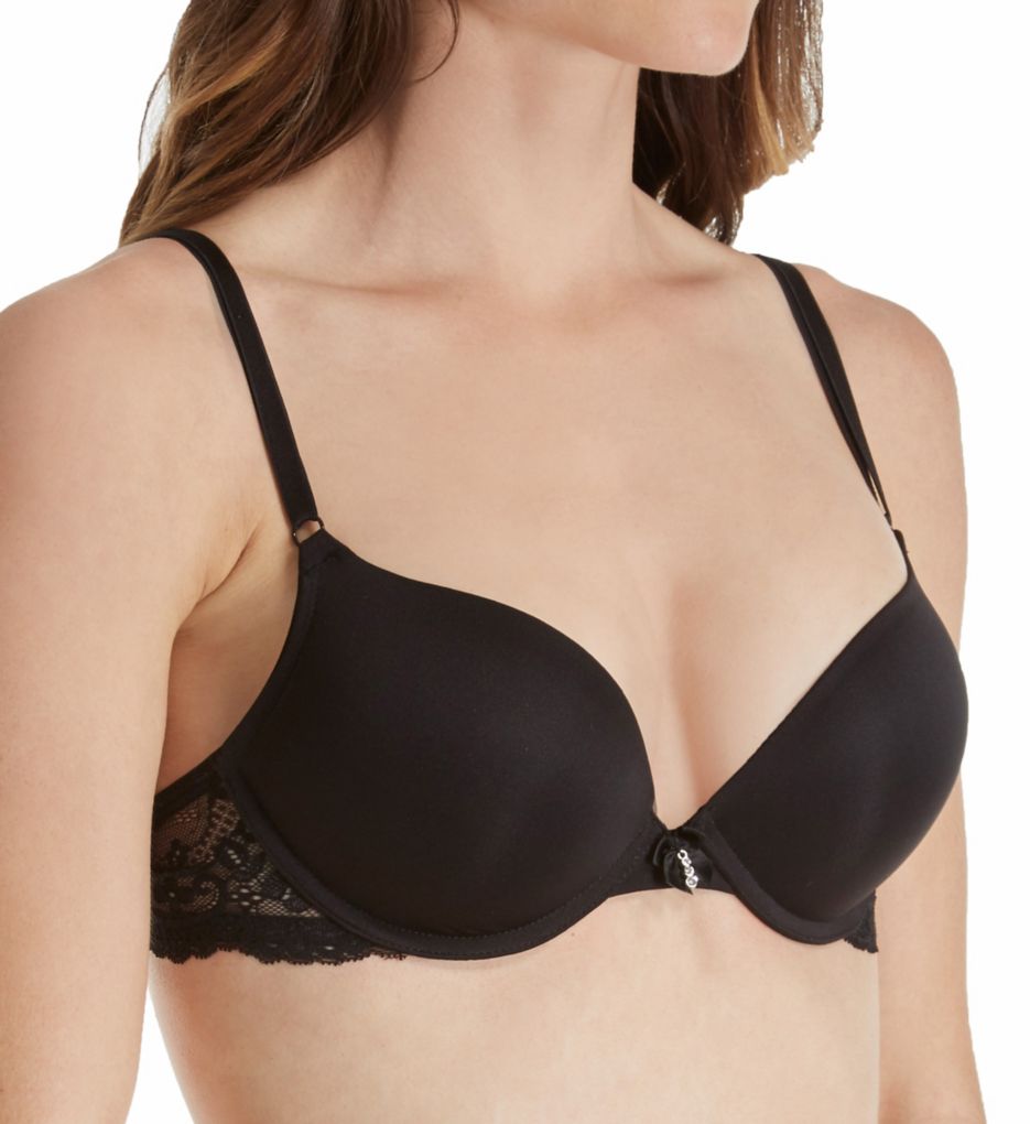 Add 2 Cup Sizes Push Up Bra Black w/Lace Wings 38C by Smart and Sexy