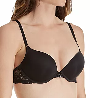 Add 2 Cup Sizes Push Up Bra Black w/Lace Wings 36C