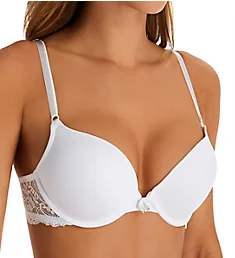 Add 2 Cup Sizes Push Up Bra White w/ Lace Wings 34B
