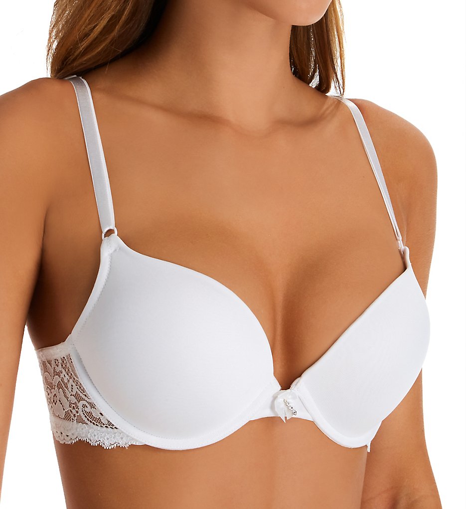 Add 2 Cup Sizes Push Up Bra White w/ Lace Wings 38C by Smart and Sexy