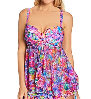 Full Busted Ruffle Twist Bandeau Tankini Swim Top Auroral Fantasy 36DD