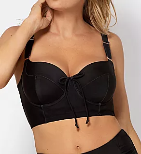 Longline Underwire Bikini Swim Top Black 36D