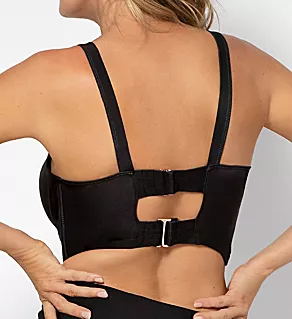 Longline Underwire Bikini Swim Top Black 36D