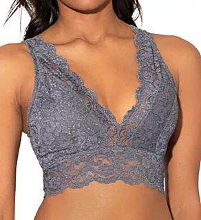 Signature Lace Deep V Bralette Anthracite S