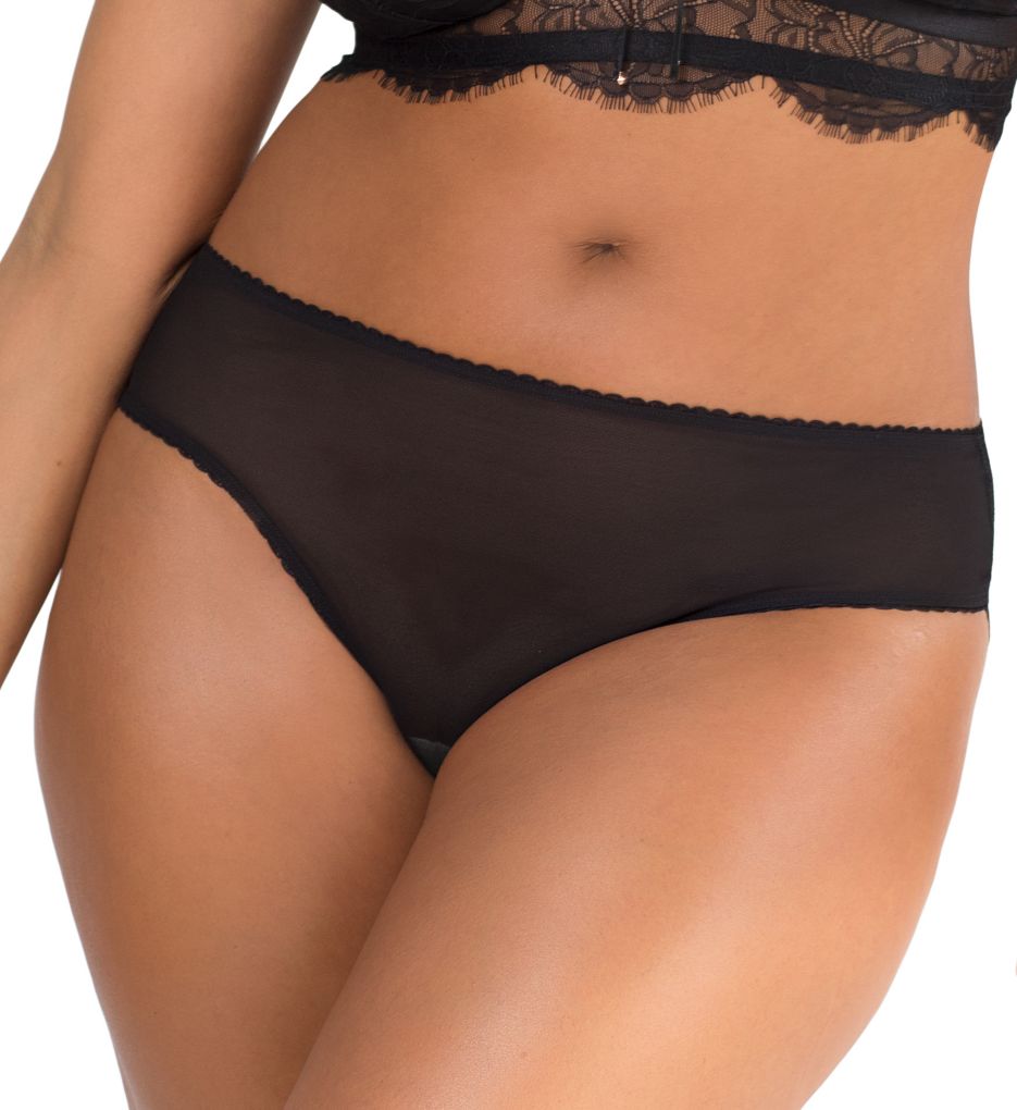 Smart and Sexy - Smart and Sexy SA906 Curvy High Rise Mesh & Lace Bikini Panty (Black Hue 7)