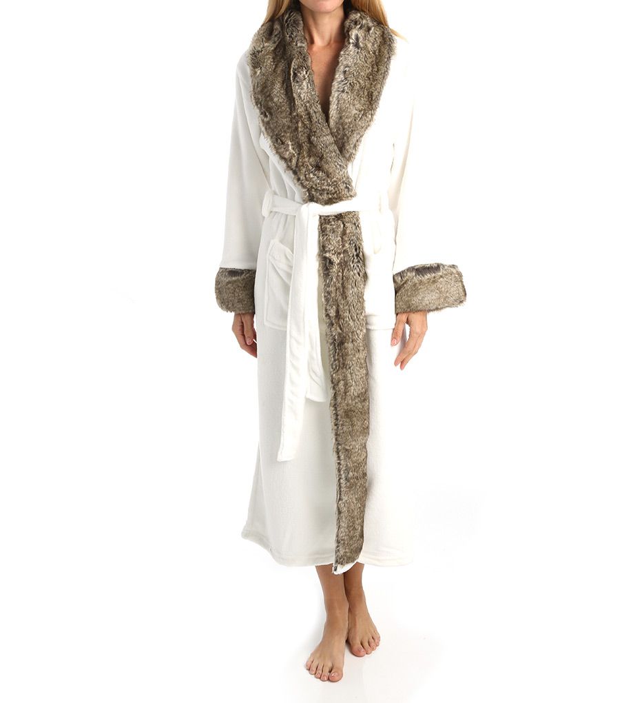 50 Inch Faux Fur Trim Robe-fs