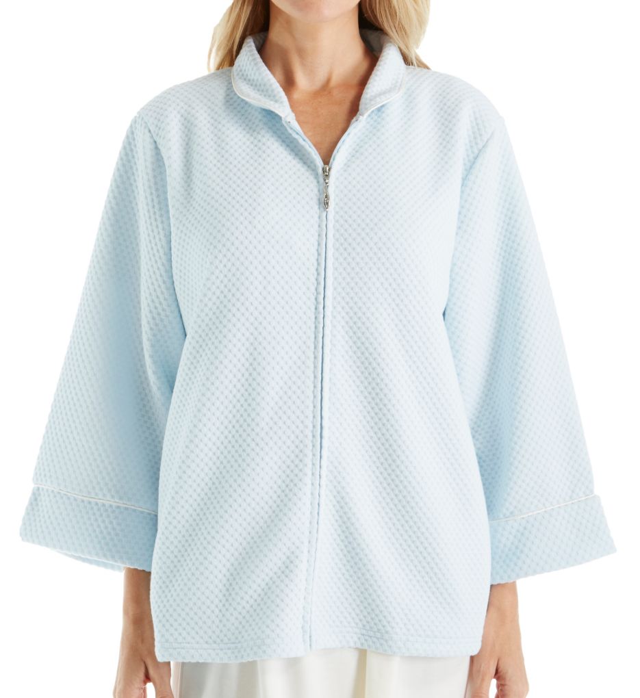 Mandarin Collar Waffle Zip Bed Jacket-fs