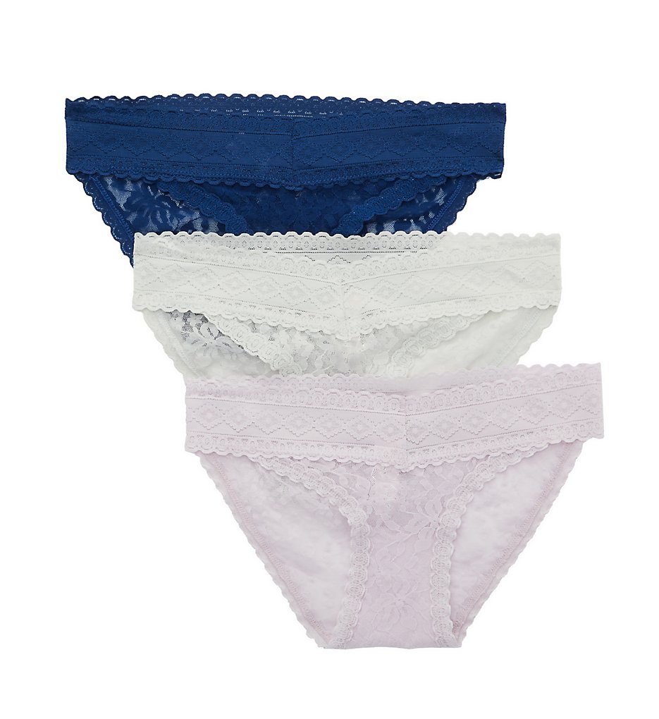 Special Intimates - Special Intimates SP1002 Low Rise 4 Way Stretch Lace Bikini Panty - 3 Pack (Navy/Lavender/Grey XL)