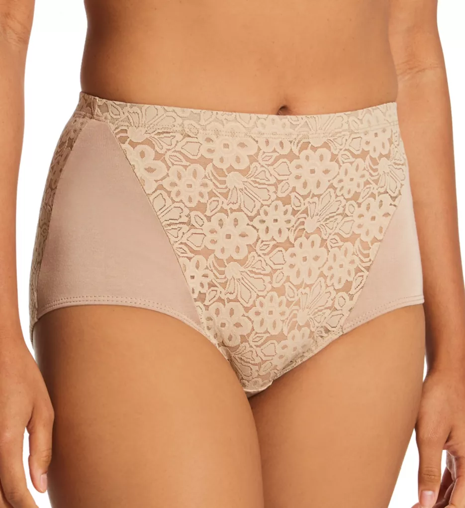 Floral Lace Shaping Brief Panty Mocha M
