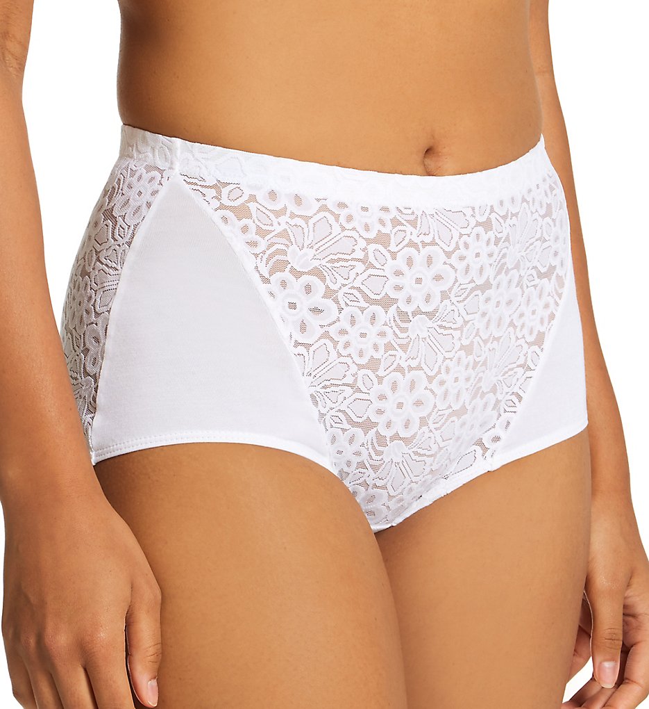 Special Intimates - Special Intimates SP3002 Floral Lace Shaping Brief Panty (White XL)