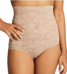 Lace Hi-Waist Shaping Brief Panty Mocha S