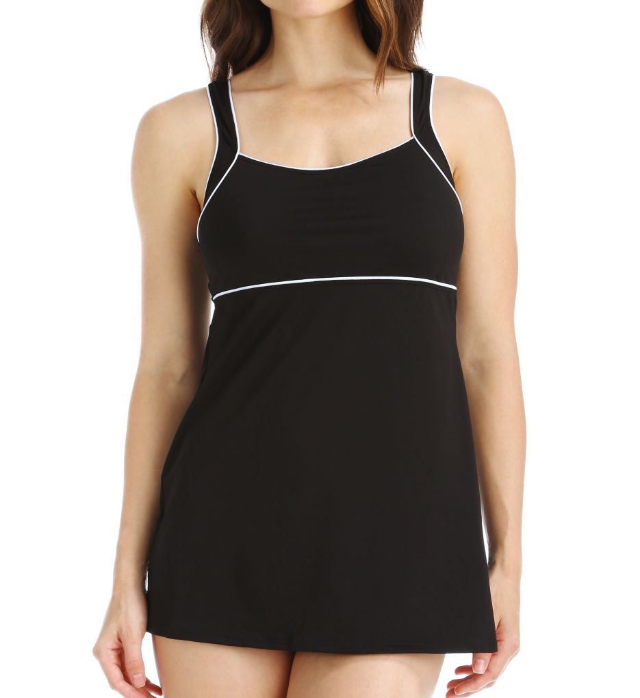 Endurance+ Piped Sheath One Piece Swim Dress-fs