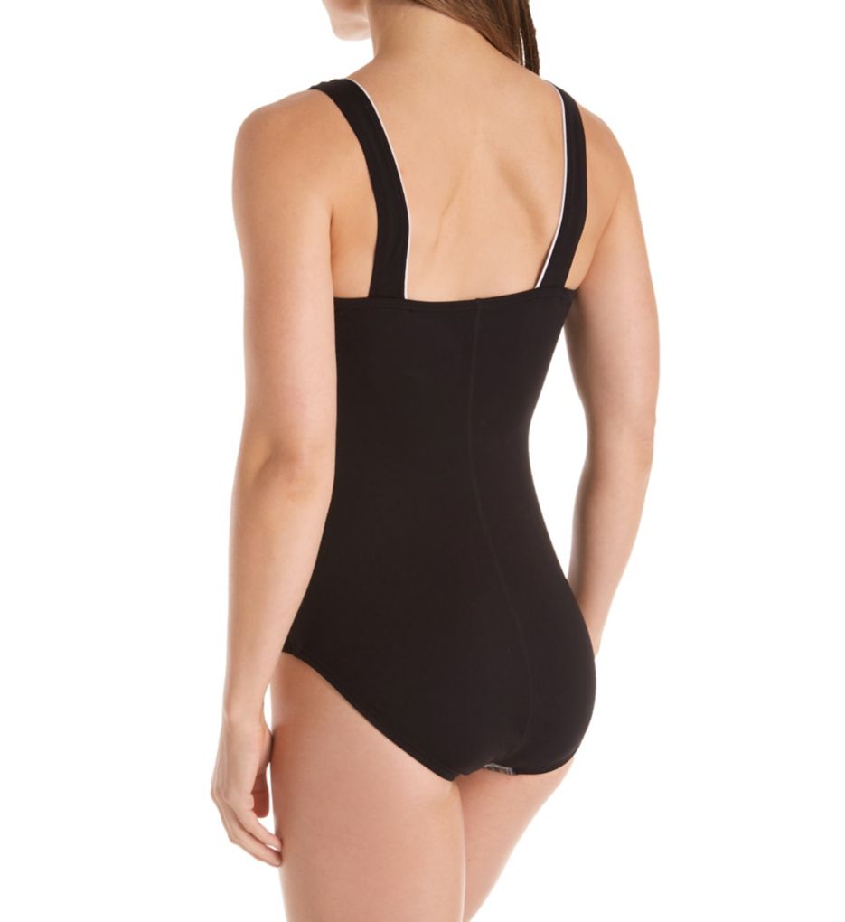 Texture Square Neck One Piece Swimsuit-bs