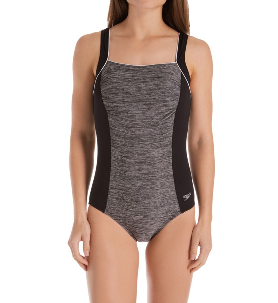 Texture Square Neck One Piece Swimsuit-fs