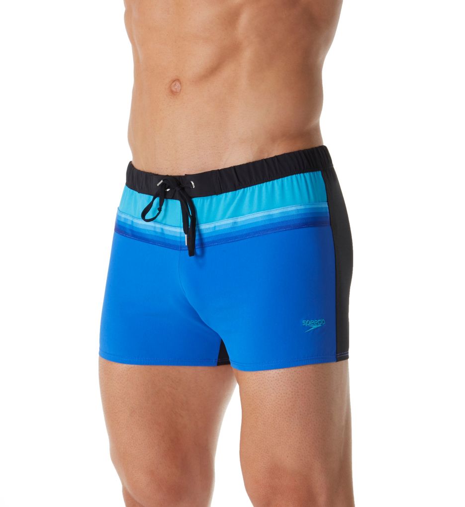 Ombre Tape 4-Way Stretch Square Leg Swim Trunk