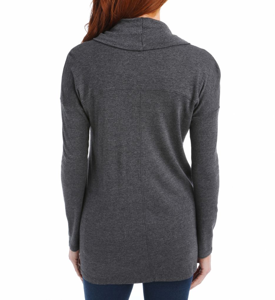 1X1 Cowl Neck Long Sleeve Seamed Tee