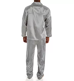 Big Man Satin Lounge Set Silver 2XL