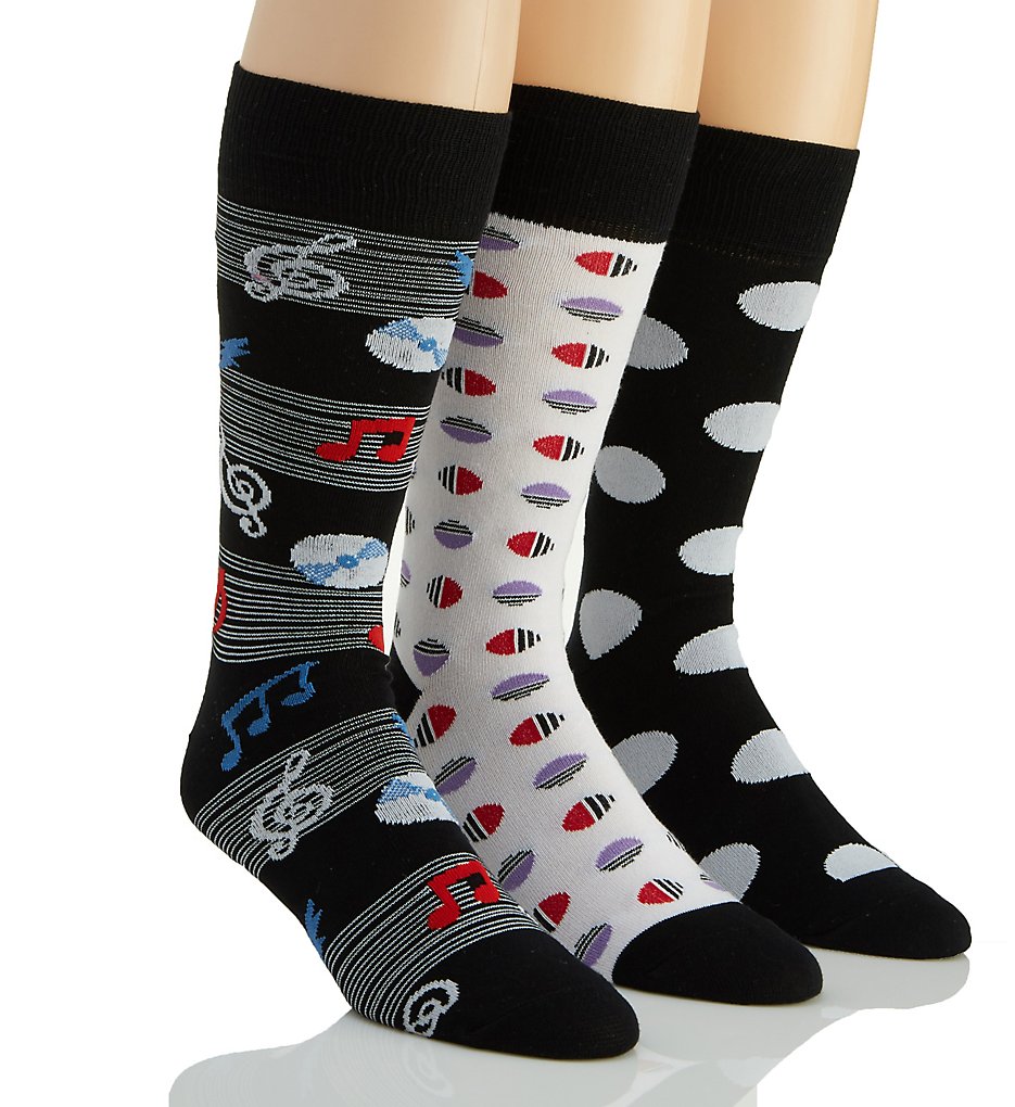 Stacy Adams S740HR-D Musical Dots Combed Cotton Socks - 3 Pack (Assort)