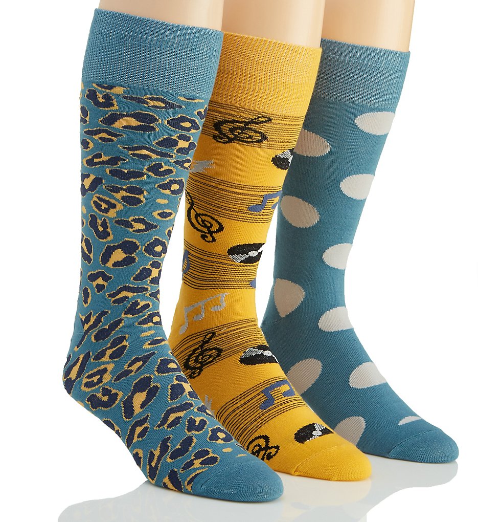 Stacy Adams S740HR-E Wild Musician Combed Cotton Socks - 3 Pack (Assort)