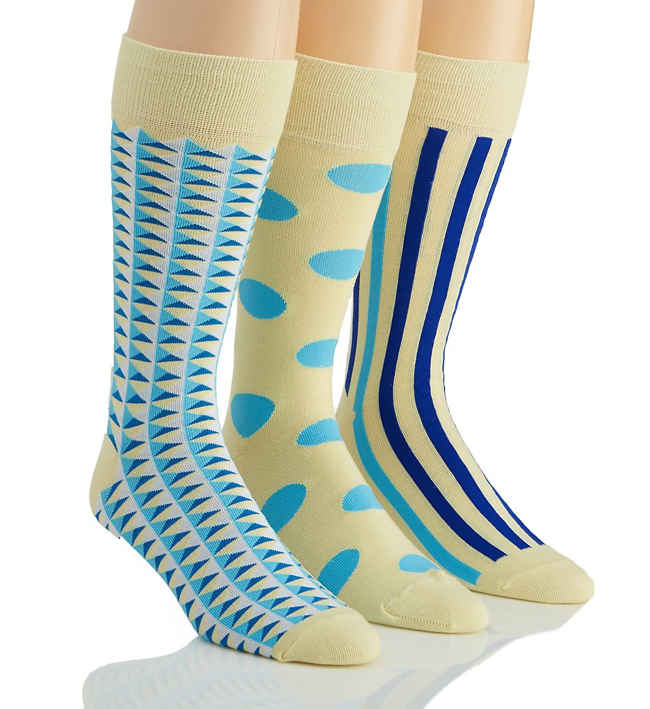 Stacy Adams S740HR-F Pastel Blues Combed Cotton Socks - 3 Pack (Assort)