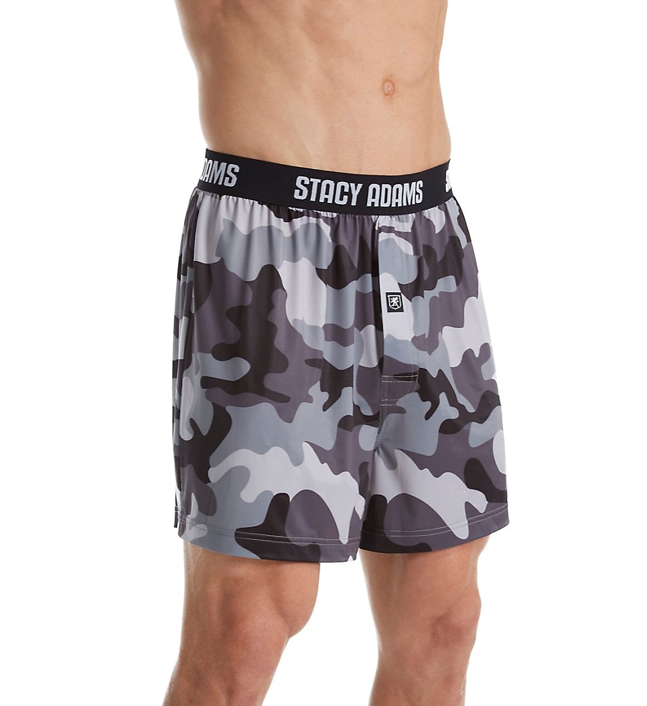 Stacy Adams SA1002 Moisture Wicking Camo Print Boxer Short (Black)