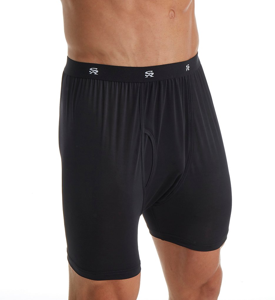 Stacy Adams SA1800 Moisture Wicking ComfortBlend Boxer Briefs (Black)