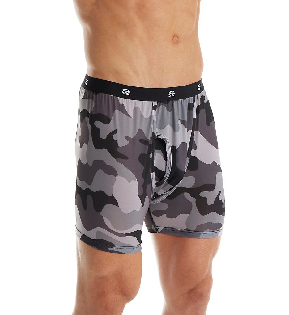 Stacy Adams SA1802 Camo Print Boxer Briefs (Black)