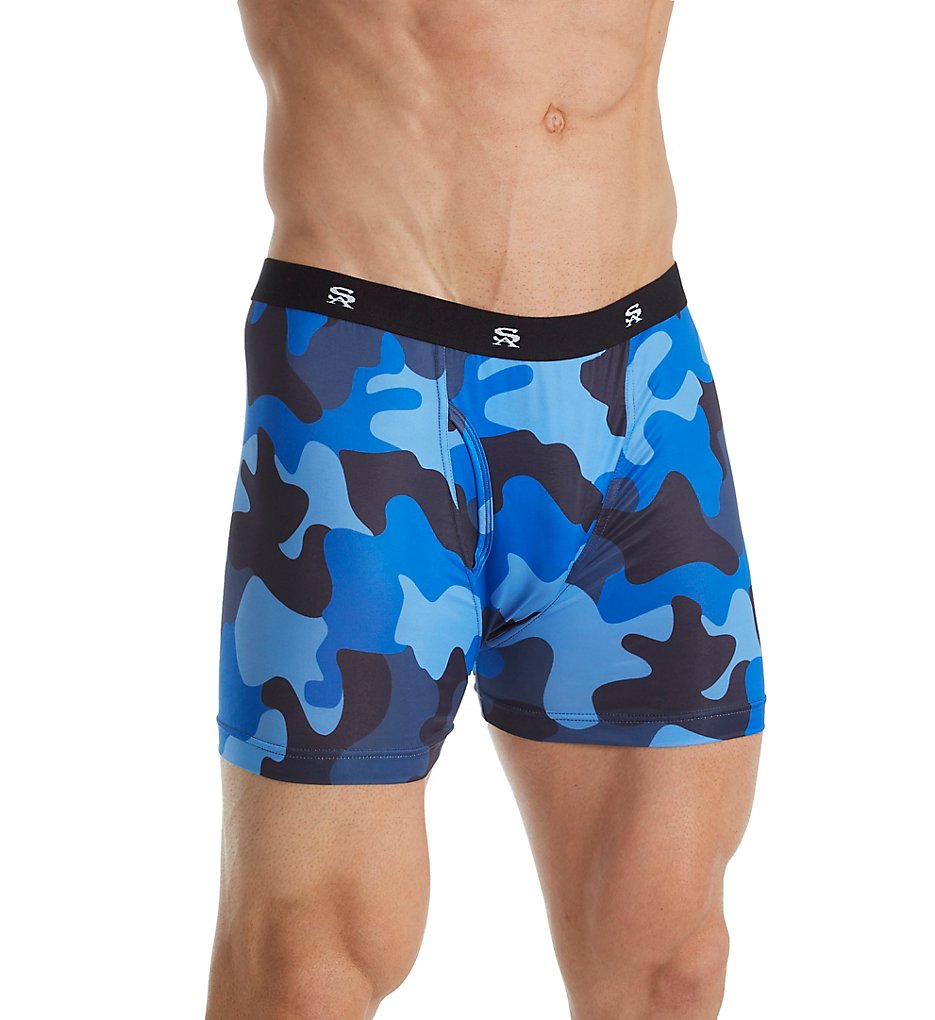 Stacy Adams SA1802 Camo Print Boxer Briefs (Blue)