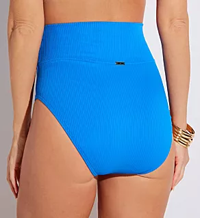 Harbor Blue Sandbar Rib Hannah High Waist Bottom