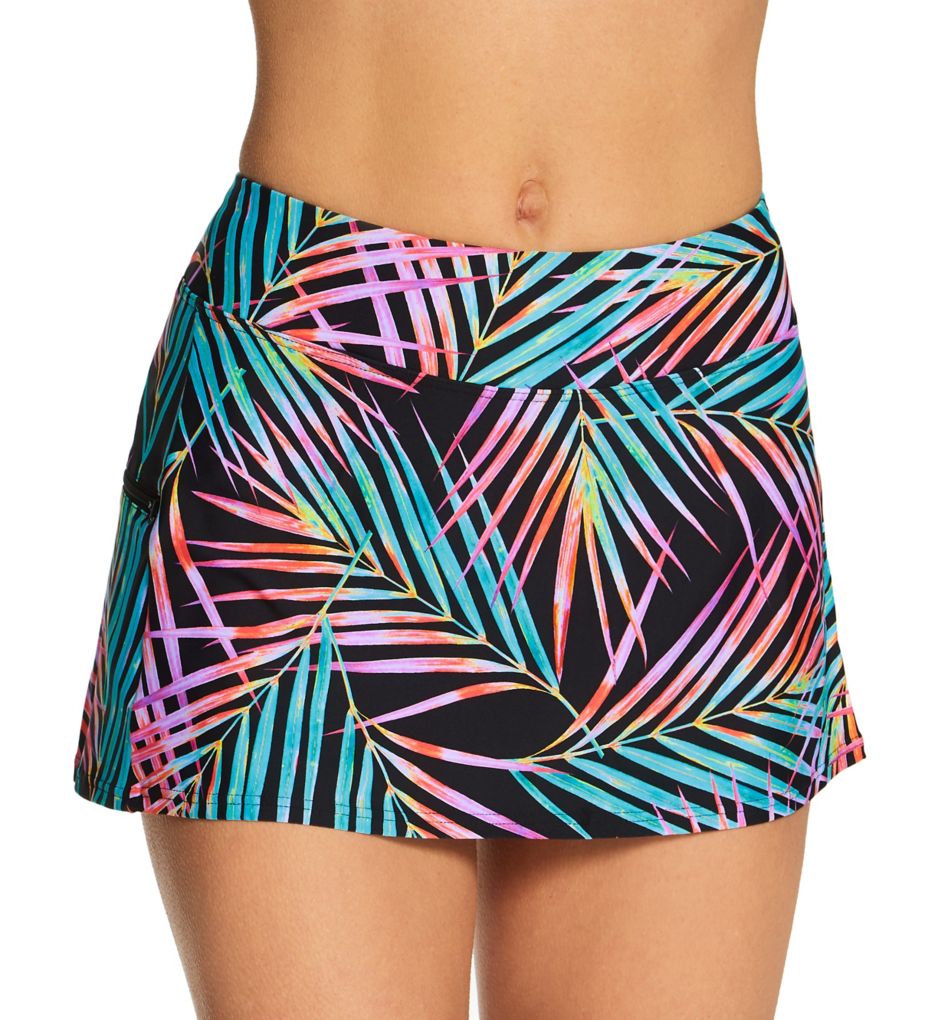 Moonlit Palms Sporty Swim Skirt-fs