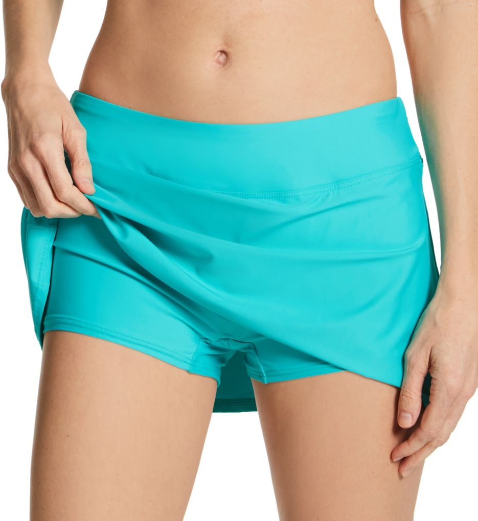Seaside Aqua Sporty Skirt Swim Bottom-cs1