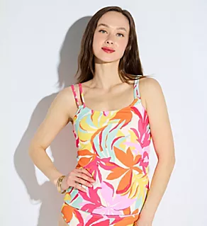 Tropicolor Crepe Taylor Tankini Swim Top