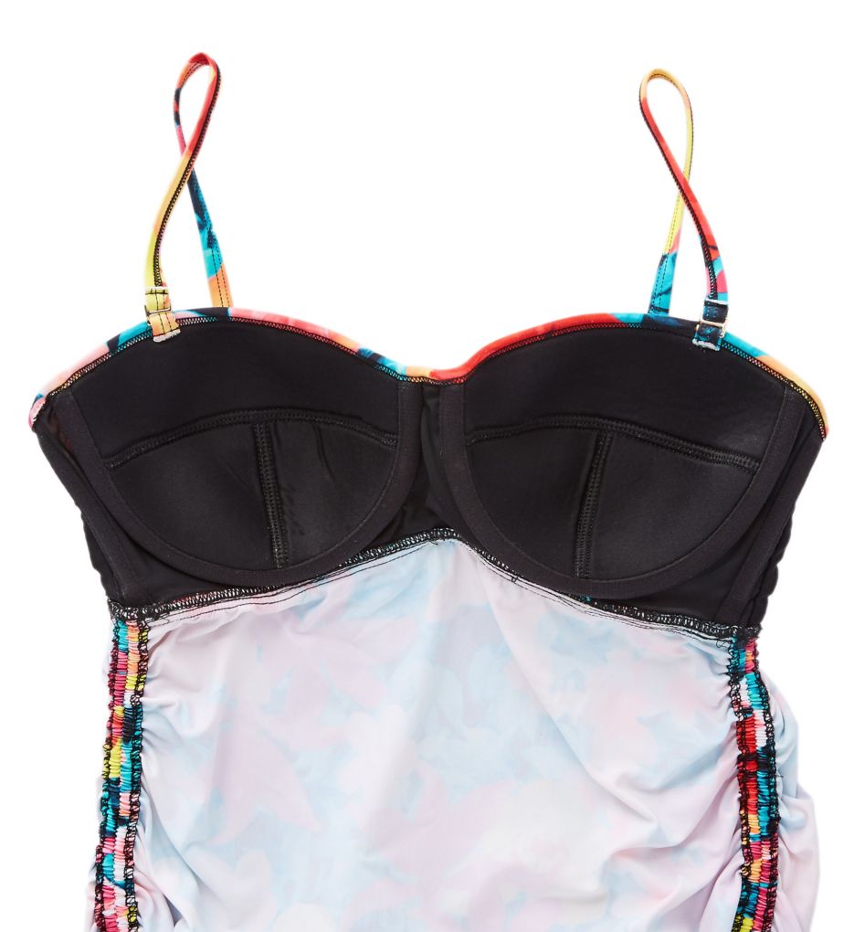 Native Blooms Shirred Underwire Tankini Swim Top-cs4