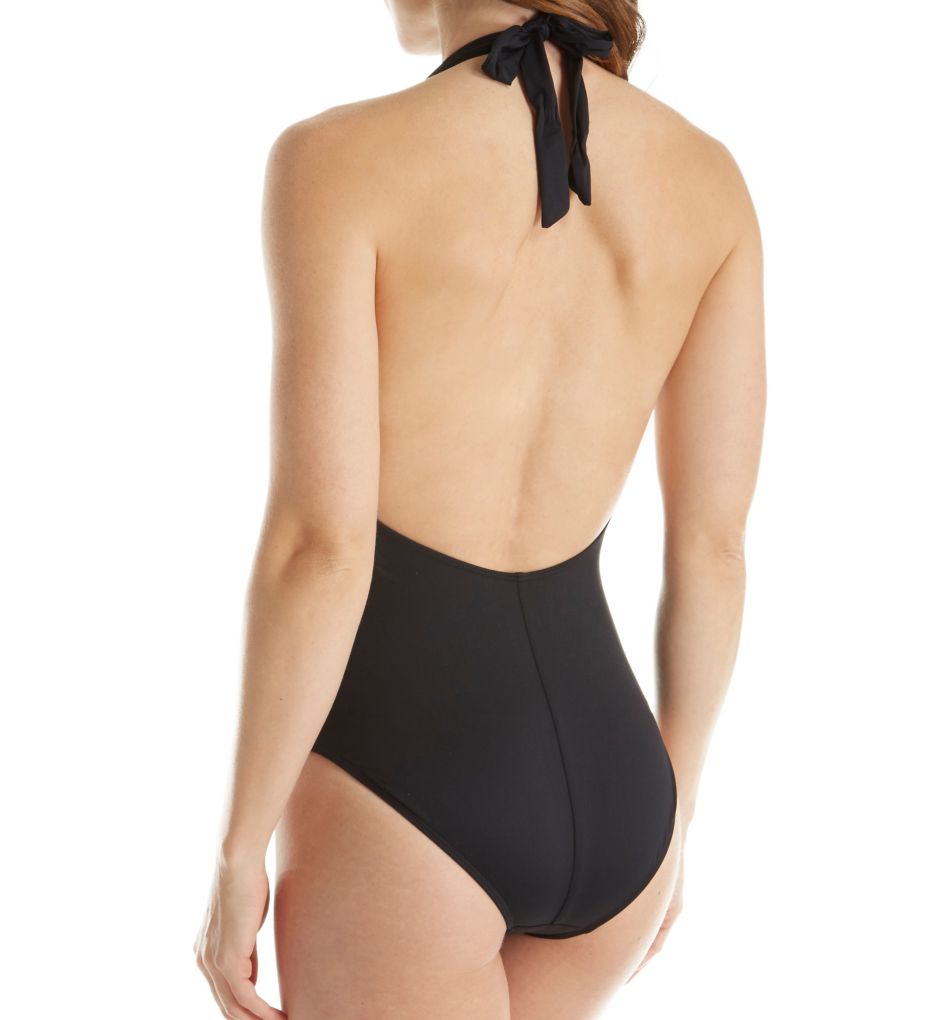 Solid Scandal Lace Up One Piece Swimsuit-bs