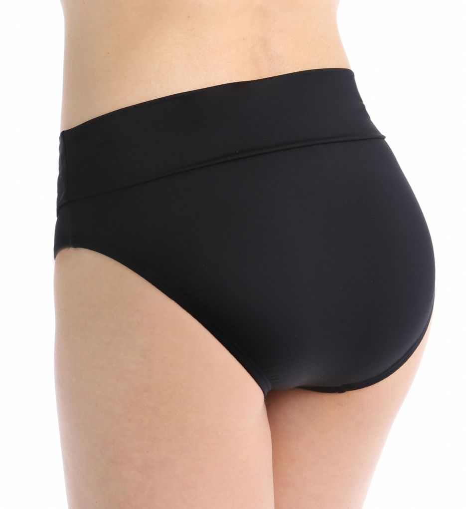 Solid Convertible Roll Down High Waist Swim Bottom-bs