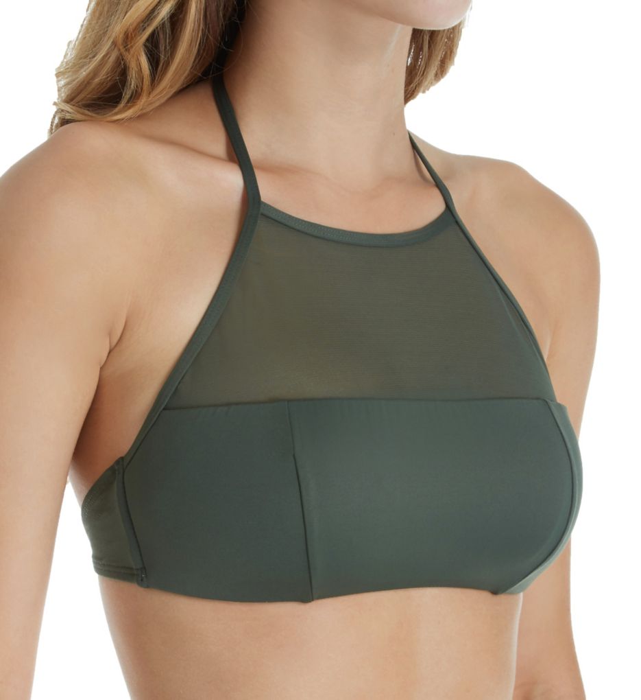 high neck halter swim top