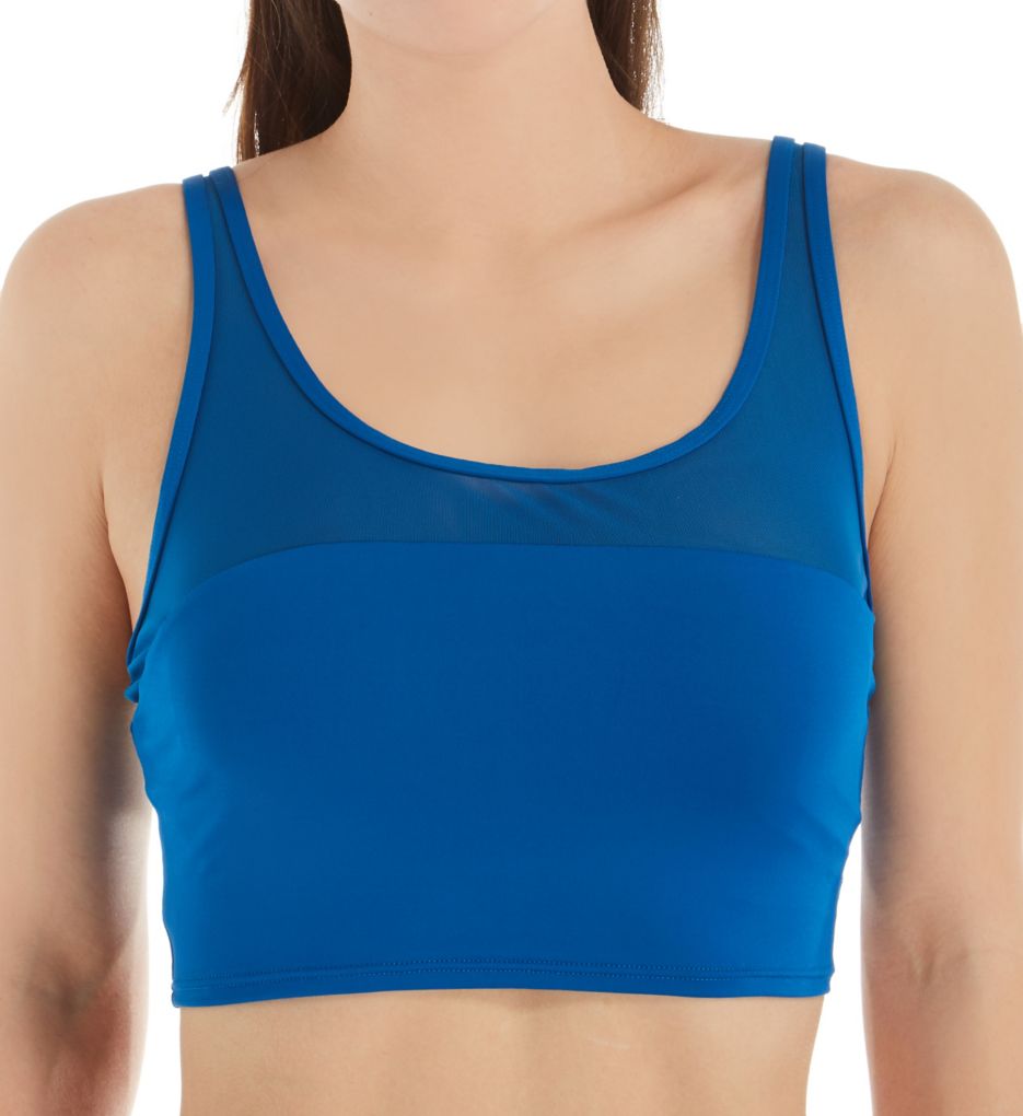 Nile Blue Solid Capri Cropped Tank Swim Top-fs