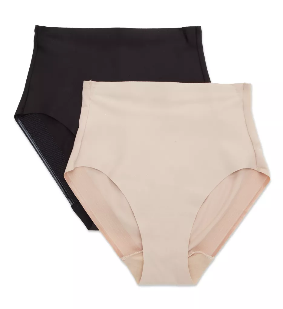 Girl Power Light Shaping Brief Panty - 2 Pack Black/Warm Beige L