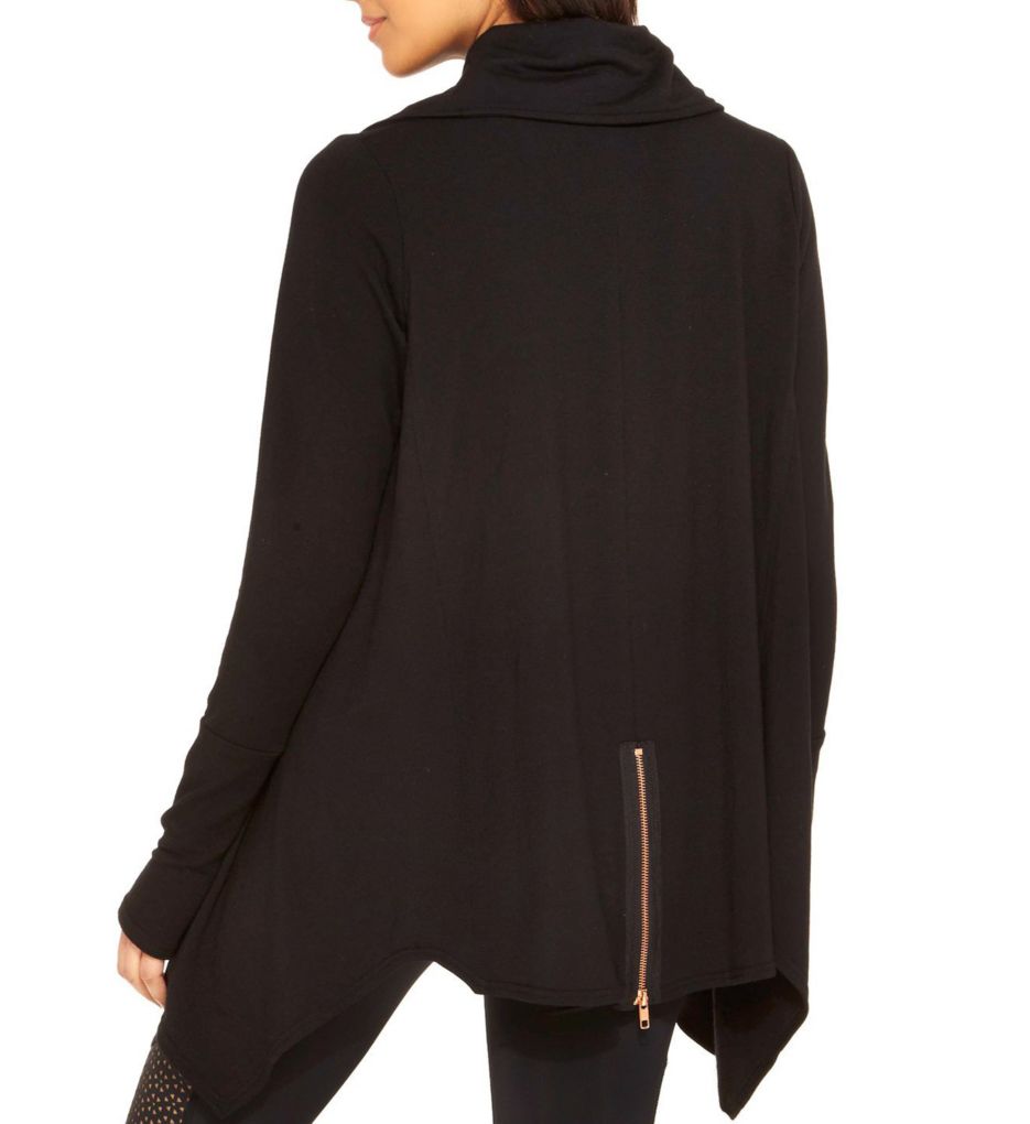 Black Zip Up Drape Jacket-bs