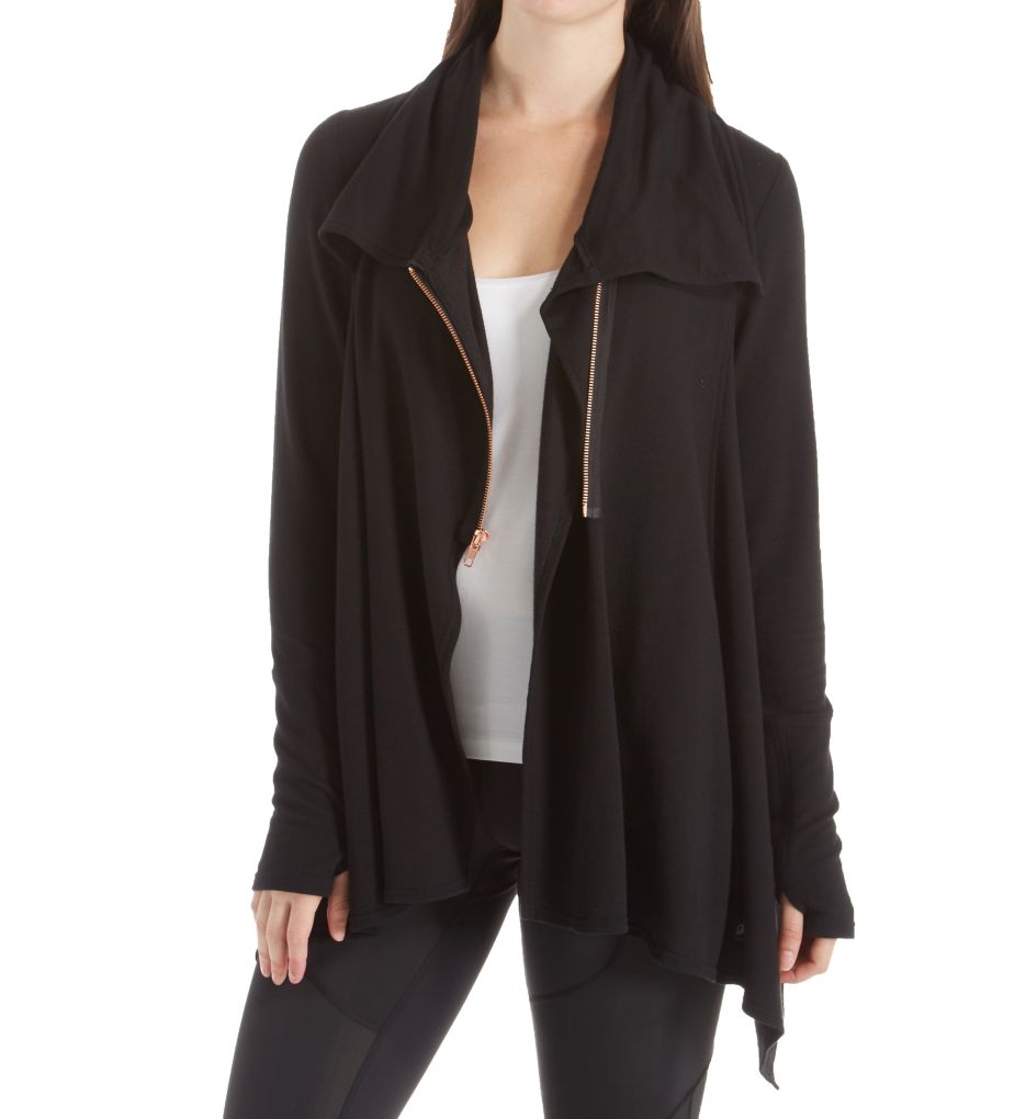 Black Zip Up Drape Jacket-cs2