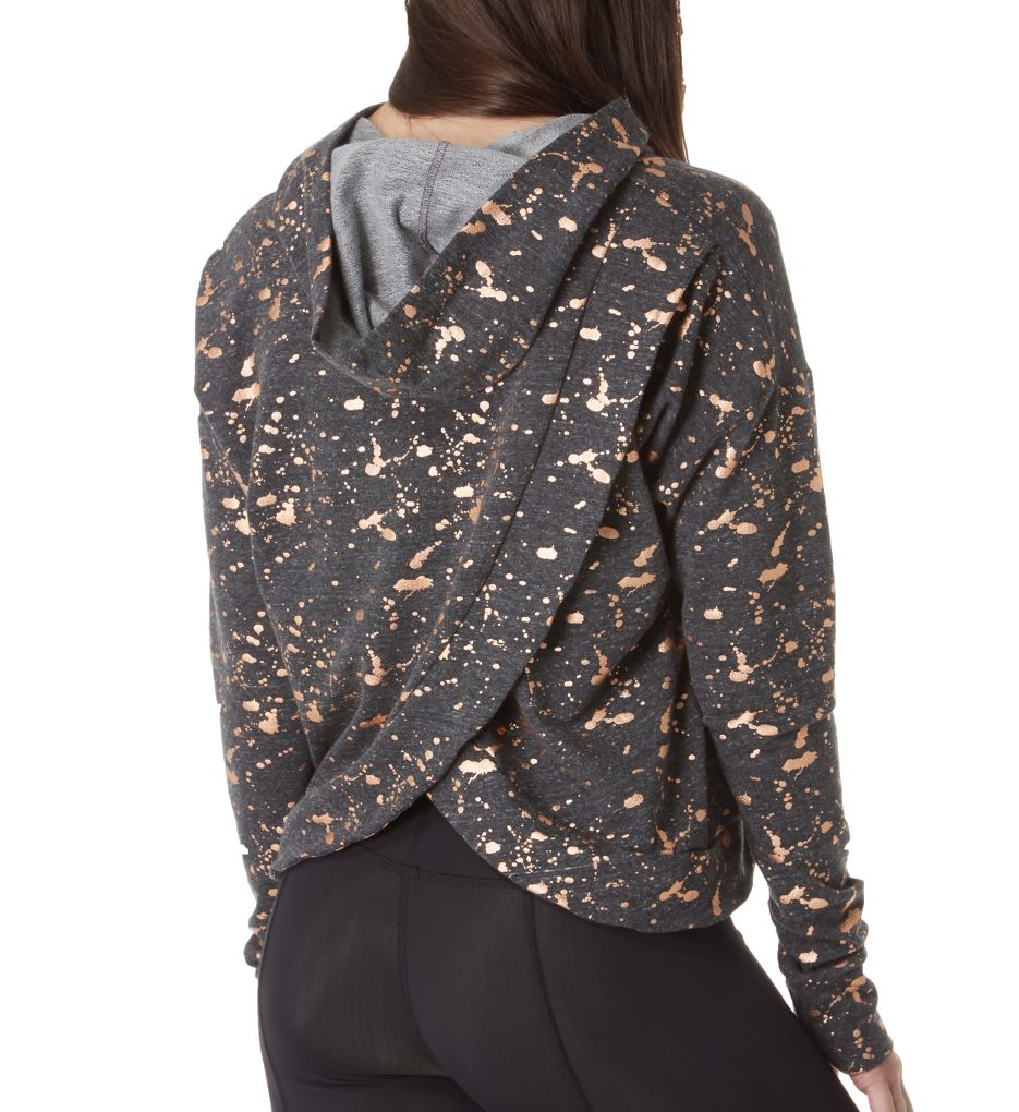 Foil Printed Scoop Back Sweatshirt Hoodie-bs